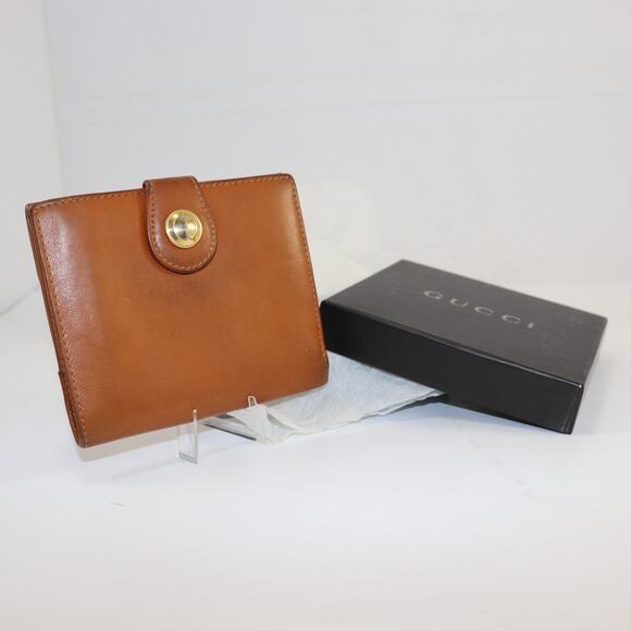 Gucci Tan Leather Bifold Wallet with Coin Pocket – Made in Italy – Box Included - Picture 1 of 10
